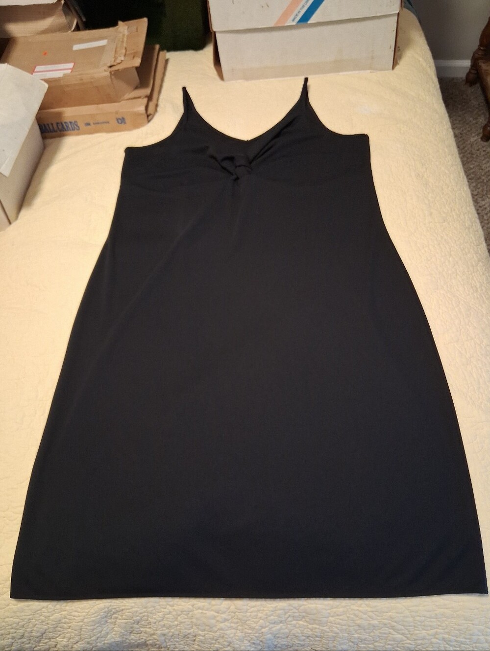 Women's Venezia Jeans Classic Black Slip Dress with Knotted Front Detail